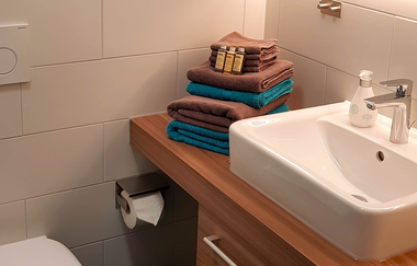 Blick auf das Waschbecken im Badezimmer | © Neckar-Zaber-Tourismus e.V.