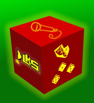 Roter Würfel auf grünem Grund