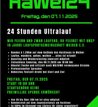 Flyer 24 Stunden Jubiläumslauf HaWei24 | © Laufsportgemeinschaft Weiher