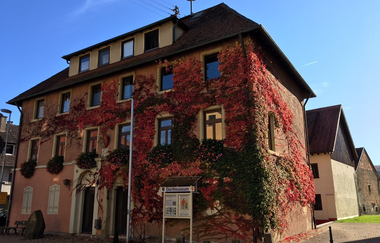 Außenansicht bewachsenes Dorfmuseum Bargen vor blauem Himmel | © Gemeinde Helmstadt