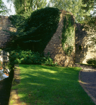 Alte Stadtmauer mit dem Hungerturm und dem Mühlkanal. | © Stadt Tauberbischofsheim