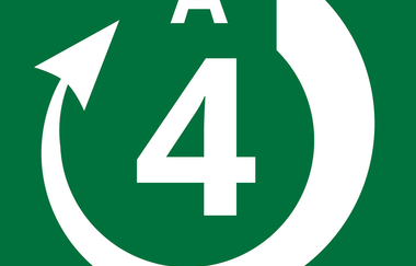 Grünes Logo mit weißer Schrift vom A4-Wanderweg | © Land der 1000 Hügel - Kraichgau-Stromberg