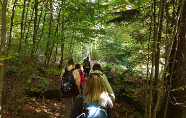 Wanderer auf dem Neckarsteig nach Neckargemünd / Odenwald | © Touristikgemeinschaft Odenwald e.V,.